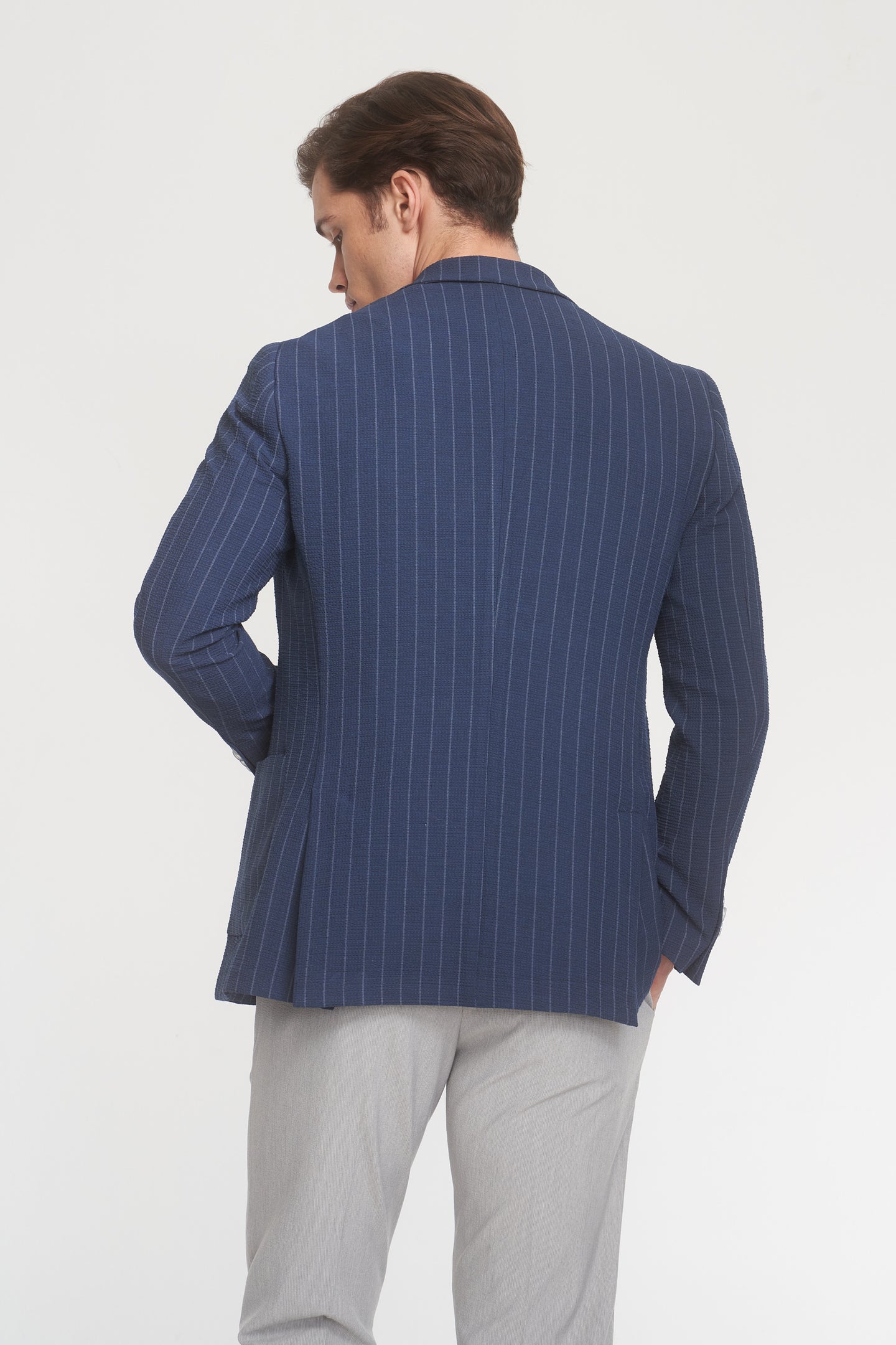 Indigo White Striped Sport Jacket